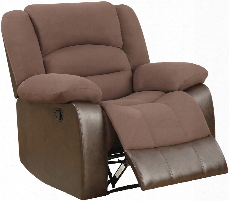U98243-d128-chocolate Pu-r 4o" Recliner With Plush Padded Arms And Waterfall-style Seatback In Chocolate