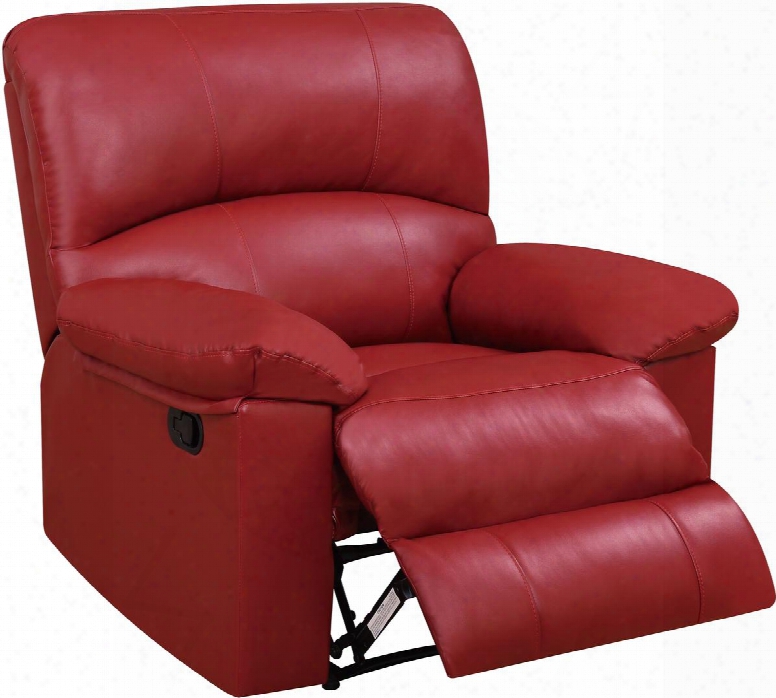 U99270-red-recliner 40&quott; Recliner With Plush Padded Arms And Split Back Cushion In