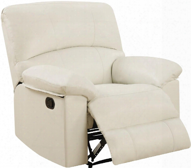 U99270-white-reclinner 40" Recliner With Plush Padded Arms And Split Back Cushion In