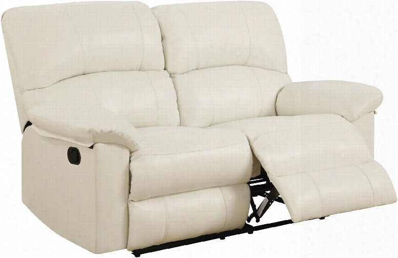 U99270-white-rls 64" Reclining Loveseat With Plush Padded Arms And Split Back Cushion In