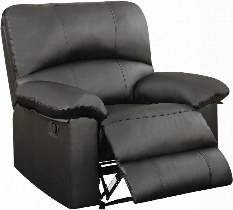 U99270blackrecliner 40" Recliner With Plush Padded Arms And Split Back Cushion In Black
