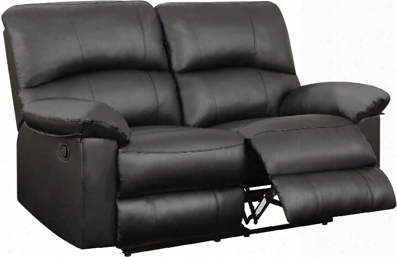 U99270blackrls 64" Reclining Loveseat With Plush Padded Arms And Split Back Cushion In Black