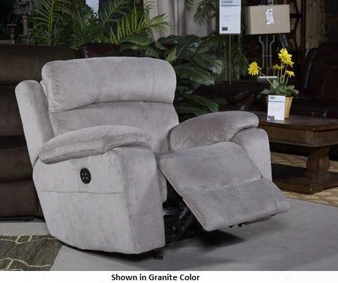 Uhland 6480313 43" Power Recliner With Adjustable Headrest Split Back Cushion Piped Stitching Pilolw Top Arms And Fabric Upholstery In Chocolate