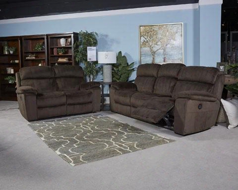 Uhland 6480315sl 2 Pc Living Room Set With Power Reclining Sofa + Power Reclining Lovesear In Chocolate