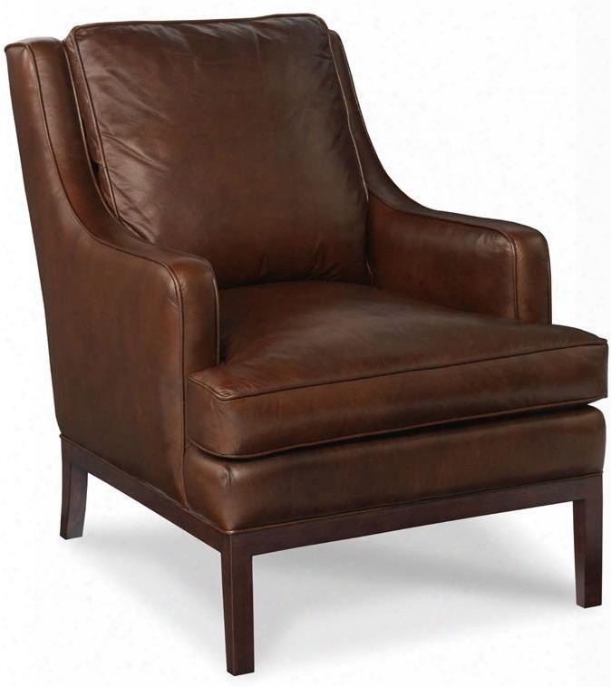 Valencia Series Cc834-01-088 38&quo T; Traditional-style Living Room Arroz Club Chair With Tapered Legs Track Arms And Leather Upholstery In Dark