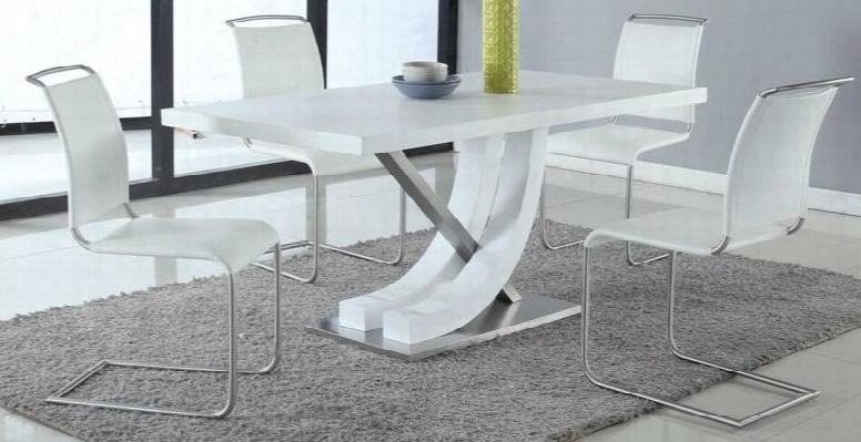 Valentina-5pc Valentina Ddining 5 Piece Set - White Textured Laminated Table With 4 White Upholstered Side