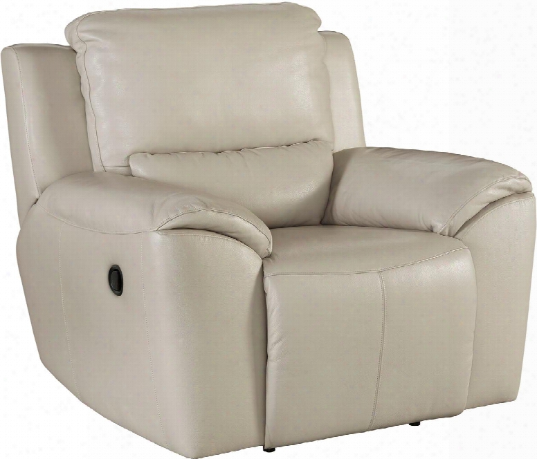 Valeton U7350029 46" Leather Match Zero Wall Recliner With Plush Padded Arms Jumbo Stitching Details And Split Back Cushion In Cream
