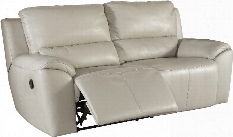 Valeton U7350081 86" Leather Match 2-seat Reclining Sofa With Plush Padded Arms Jumbo Stitching Details And Split Back Cushions In Cream