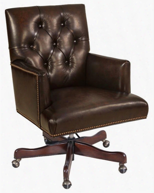 Valor Series Ec405-089 38" Traditional-style Chooclate Home Office  Executive Chair With Tufted Back Adjustable Height And Leather Upholstery In