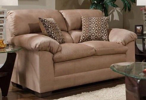 Velocity 3685-02 66" Loveseat With Plush Padded Arms Microfiber Upholstery Tapered Legs In