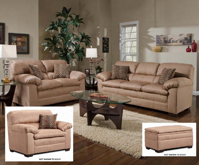 Velocity 3685-0302015095 4 Piece Set Including Sofa Chair And Ottoman With Microfiber Upholstery In