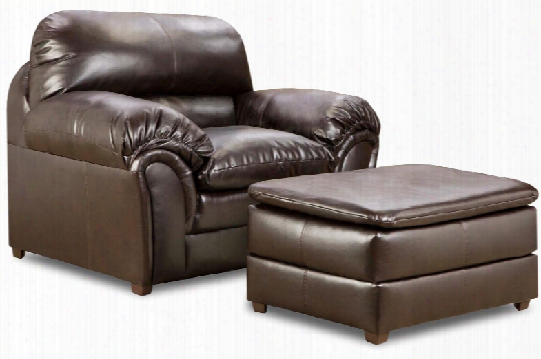 Vintage Riverside 6159-0109 2 Piece Set Including Chair And Ottoman Plush Padded Arms Covered In A Bonded