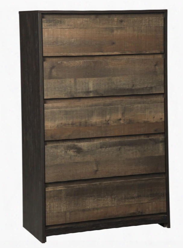 Windlore Collection B320-46 31" 5-drawer Chest With Replicated Worn Through Paint Handle-free Drawers And Side Roller Glides In Dark