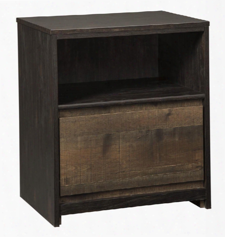 Windlore Collection B320-91 21" 1-drawer Nightstand With Replicated Worn Through Paint Open Shelf And Side Roller Glides In Dark