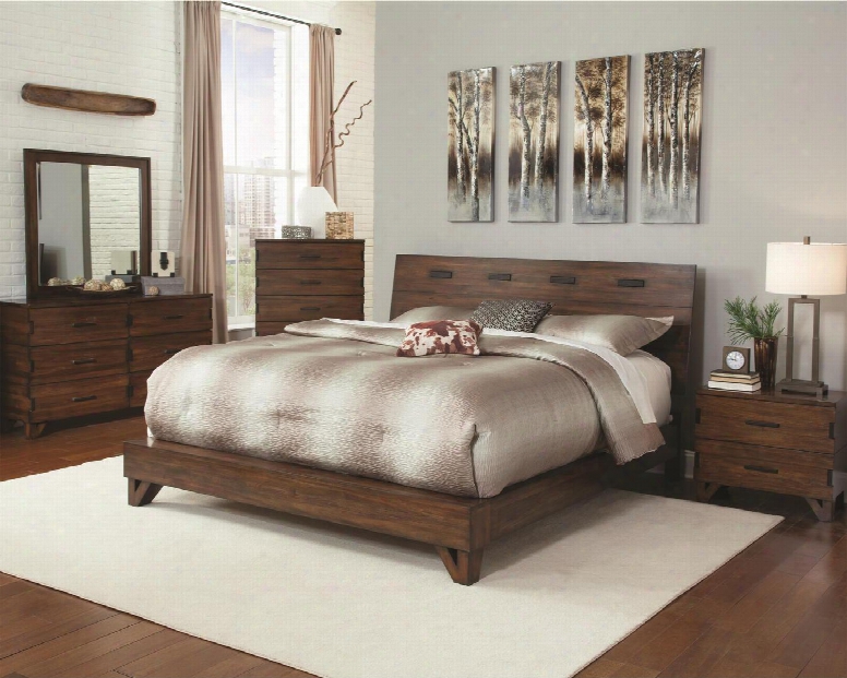 Yorkshire Collection 204851kw 5 Pc Bedroom Set Wi Th California King Size Bed + Nightstand + Dresser + Mirror + Chest In Dark Amber And Coffee Bean