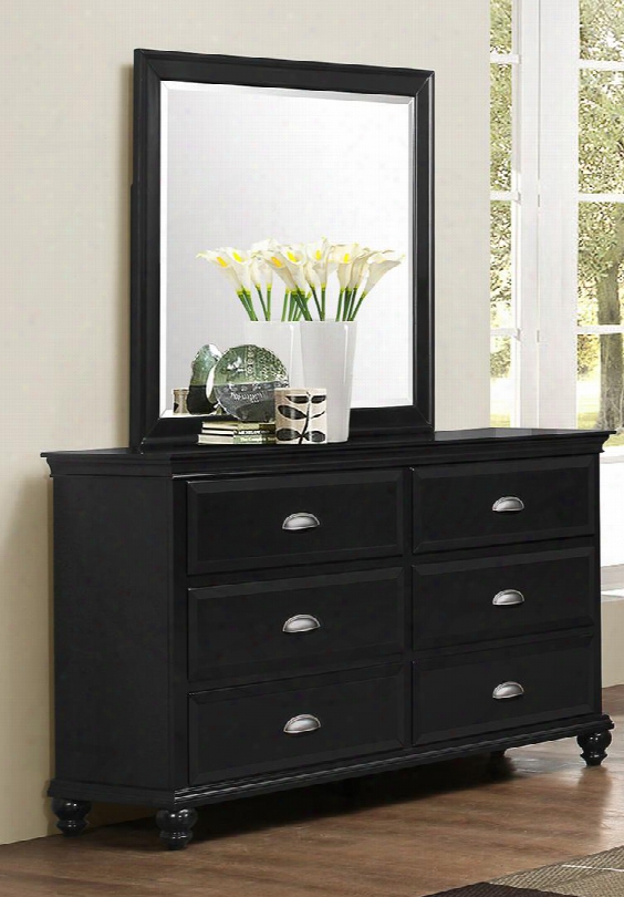 1000-10 Nantucket 59" Dresser With 6 Drawers Simple Pulls Molding Detail And Turned Legs In