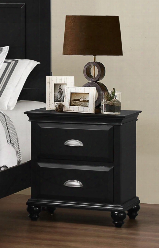 1000-80 Nantucket 24" 2 Drawer Nightstand With Simple Pulls Molding Detail And Bun Feet In