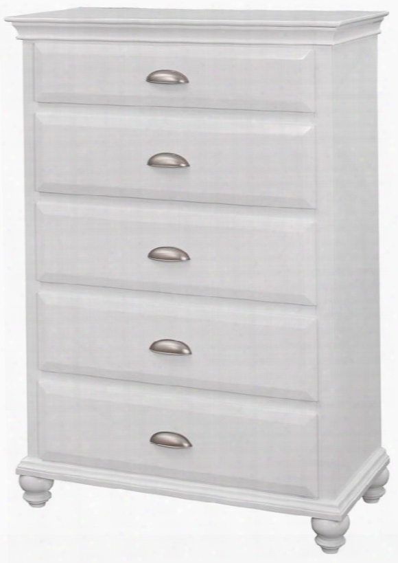 1009-70 Cape Cod 50" Tall Five Drawer Chest With Simple Pulls Molding Detail Bun And Turned Feet In
