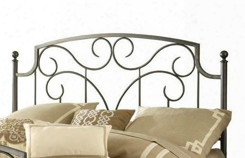 1009hfqr Cartwright Full/queen Size Headboard With Rails Included Tubular Steel And Cast Metal Construction In Magnesium Pewter