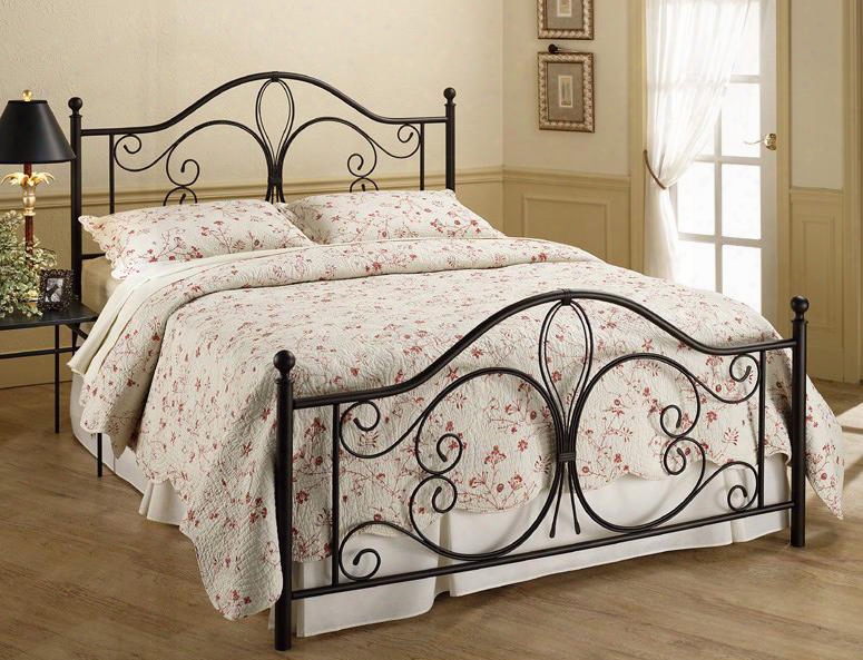 1014bfr Milwaukee Bed Set Full With Rails Metal Tear Drop Center Wire Motif And Flowing "c" Scrolls In Antique