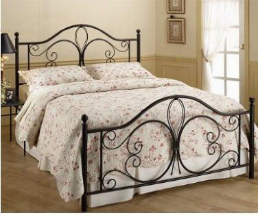 1014bkr Milwaukee King Bed With Rails Metal Tear Drop Wire Center Design And Flowing "c" Scrolls In Antique