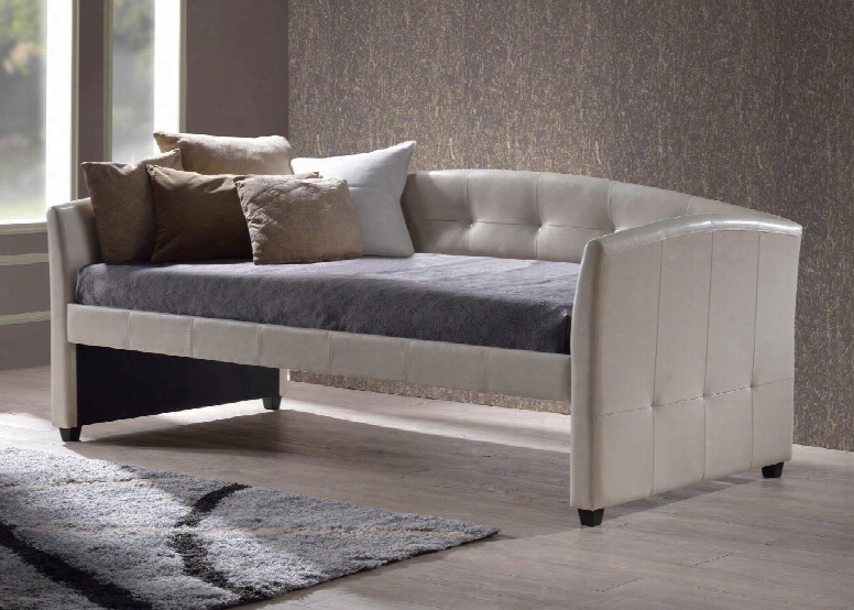 1061db Napoli Daybed With Tapered Legs And Faux Leather Upholstery In Ivory