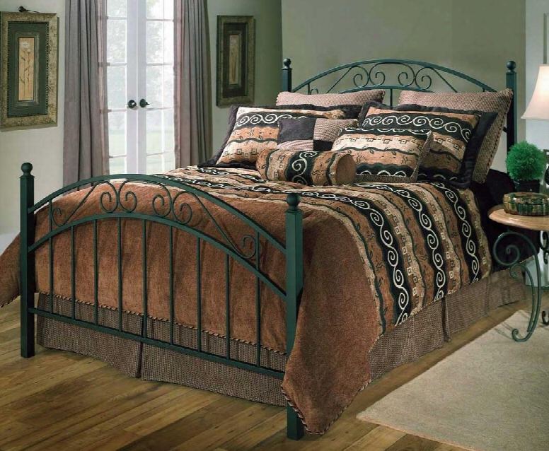 1142bkr Willow King Size Poster Bed Set With Rails Included Straight Spindles Scrollwork And Metal Construction In Textured Black