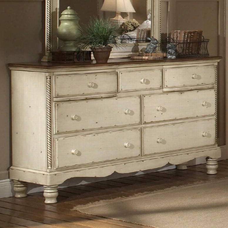 1172-717 Wilshire 68.75" Dresser With 7 Drawers Tongue And Groove Drawer Bottoms And Sollid Pine Wood Construction In Antique