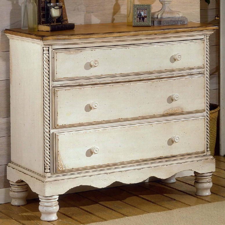 1172-772 Wilshire 42.25" Bedside Chest With 3 Drawers Tongue And Groove Drawer Bottoms And Solid Pine Wood Construction In Antique