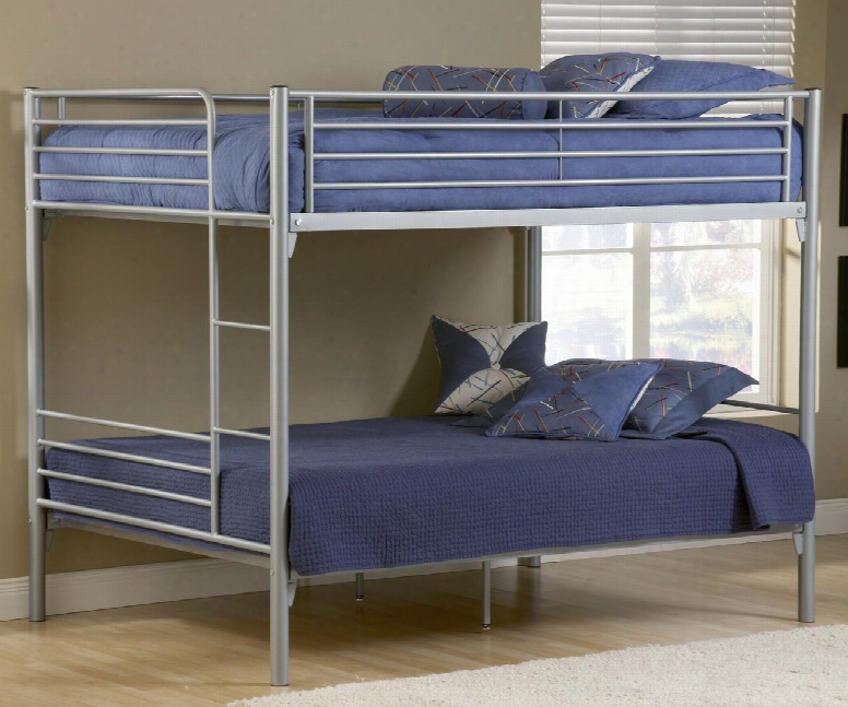 1178fbb Brayden Youth Full/full Bunk Bed With Ladder And Heavy Gauge Tubular Steel Frame In Silver