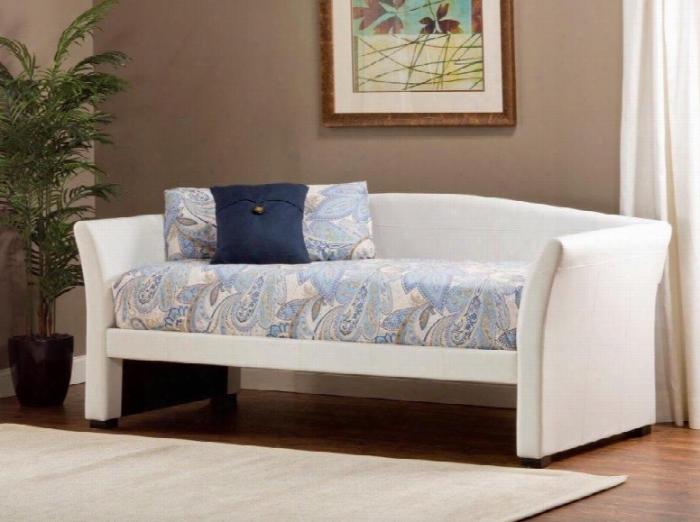 1212db Montgomery Twin Size Daybed With Pine And Rattan Construction And Faux Leather Upholstery In White