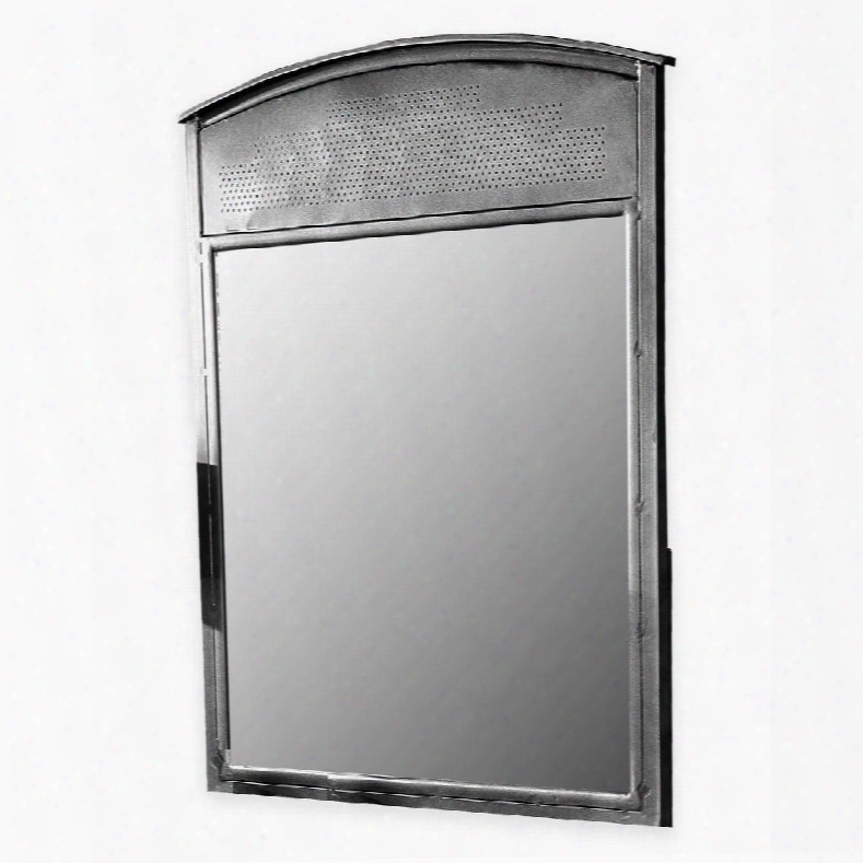 1265-721 Urban Quarters 33"x45" Mirror With Punched Hole Detailing And Metal Frame In Black Steel