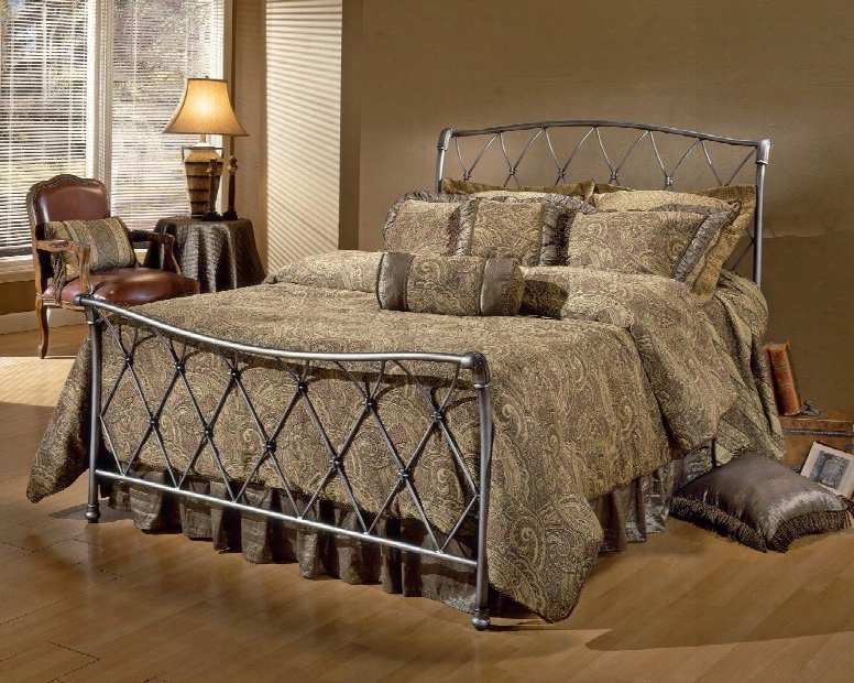 1298bkr Silverton Sovereign Bed With Rails Metal Latticework Design Gently Curved Headboard And Footboard In Brushed