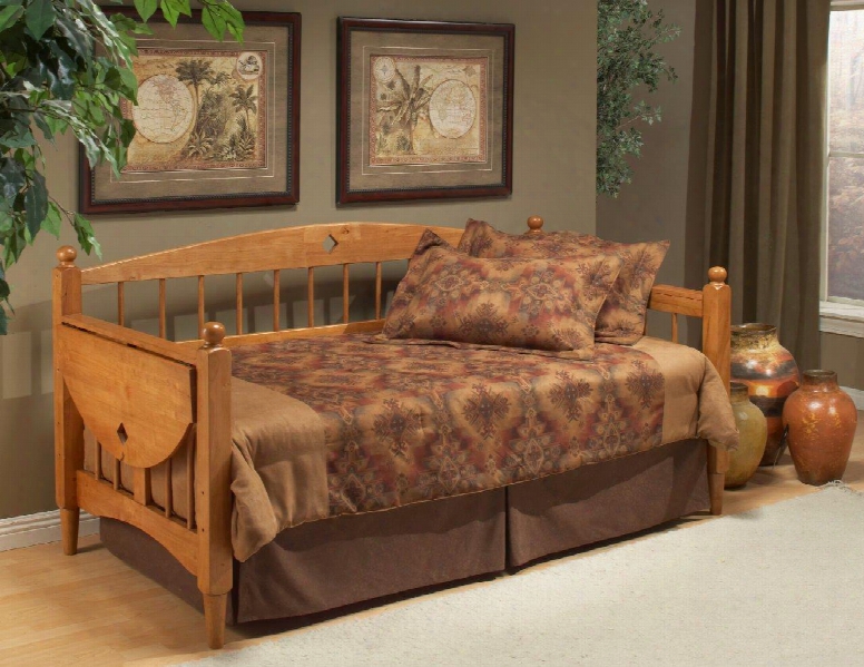 1393dblh Dalton Daybed With Suspension Deck Drop-leaf Side Table Diamond Cut-out Motif Rubber Wood And Veneer Construction In Medium Oak