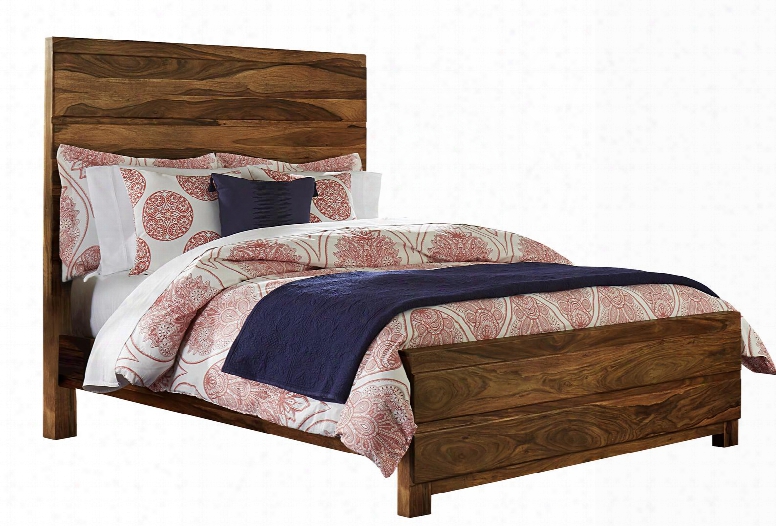 1406bkr Madera King Size Platform Bed Set With Rails Included And Sisso (indian Rosewood) Construction In Natural