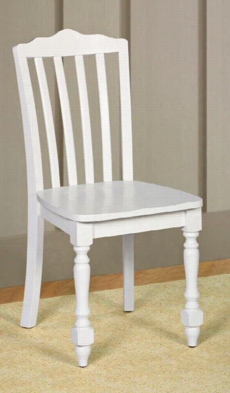 1528-801 Lauren 36.63" Chair With Slat Back Design Scalloped Design Mdf And Veneer Construction In White