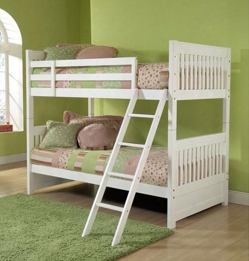 1528bb Lauren Twin Size Bunk Bed With Ladder Mdf And Veneer Construction In White