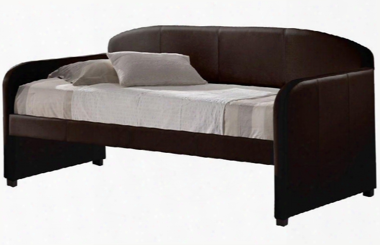 1613db Springfield Daybed With Round Edges Wood Construction And Faux Leather Upholstery In Brown