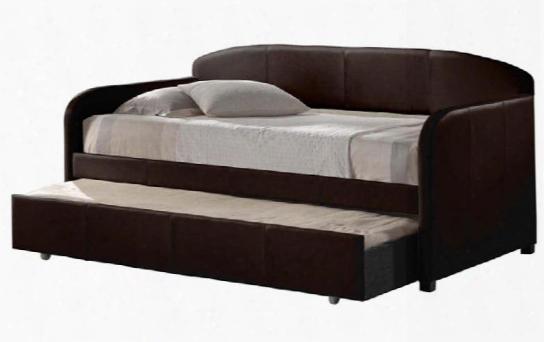 1613dbt Springfield Daybed With Trundle Included Casters Round Edges Wood Construction And Faux Leather Upholstery In Brown