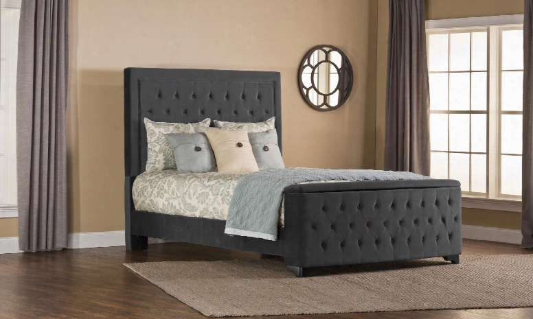 1638bckrks Kaylie Bed Set With Storage Footboard - Cal King - Rails Included - Pewterfinish