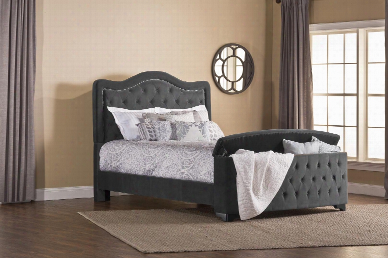 1638bckrts Trieste Bed Set With Storage Footboard - King / Cal King - Rails Included - Pewter Finish