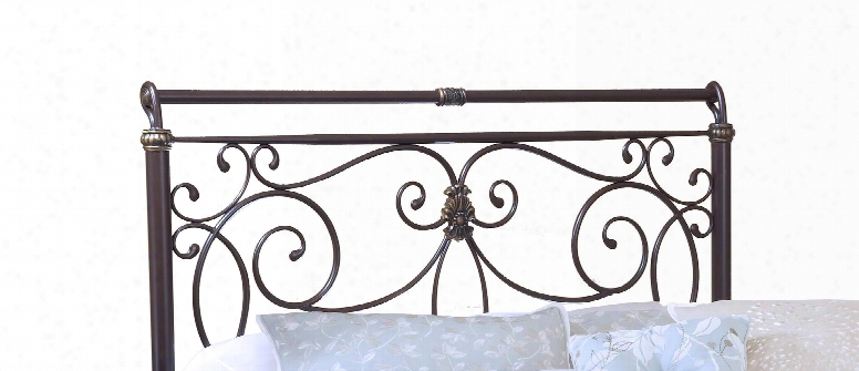 1643hfqr Brady Full/queen Size Headboard With Rails Included Free-flowing Scrollwork Intricate Castings And Tubular Steel Construction In Antique Bronze