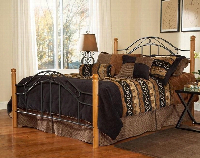 164bkr Winsloh King Size Poster Bed Set With Rounded Finials Rails Included Medium Oak Hardwood Posts And Tubular Steel In