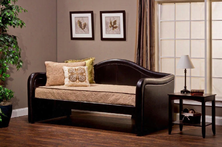 1719db Brenton Daybed With Espresso-hued Faux Leather Upholstery Pine And Rattan Construction In Espresso