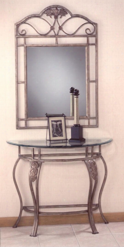 40544oc2pc Bordeaux 2pc Living Room Set With Console Table And Mirror In Pewter Pwder Coat