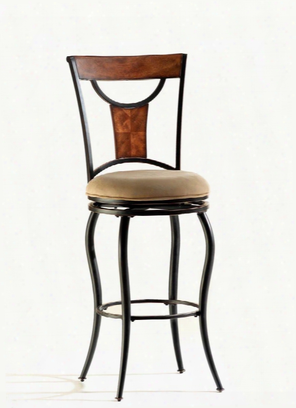 4137-826 Pacifico 43" Faux Suede Upholstered Swivel Counter Stool With Metal Frame In Black With Copper