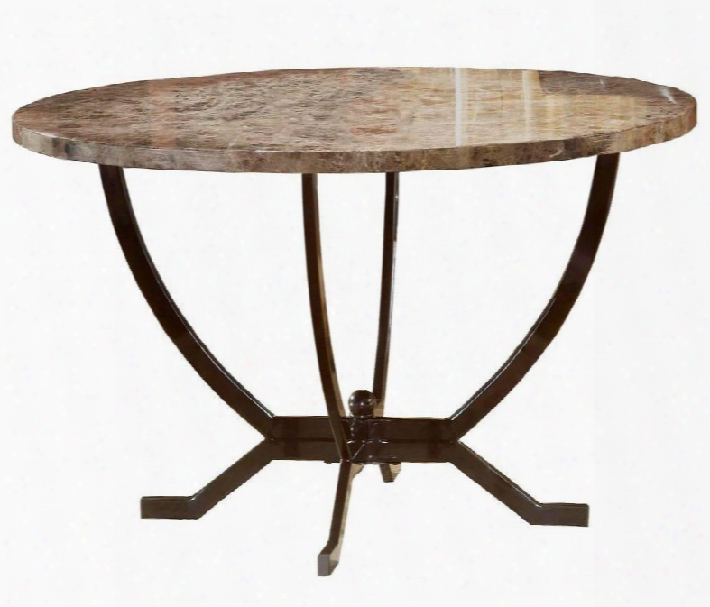 4142dtb Monacomonaco 48" Round Dining Table With Marble Top Metal Globe Base And Chinese Cherry Wood In Matte Espresso