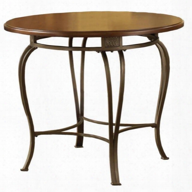 41541dtb36 Montello 3&6quot; Round Dining Table With Faux Wood Top Interlocking Circle Motif And Curved Metal Legs In Old Steel