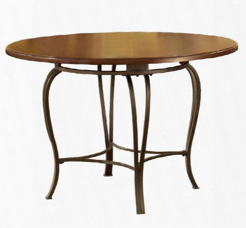 41541dtb45 Montello 45&qu Ot; Round Dining Table With Faux Wood Top Interlocking Circle Motif And Curved Metal Legs In Old Steel