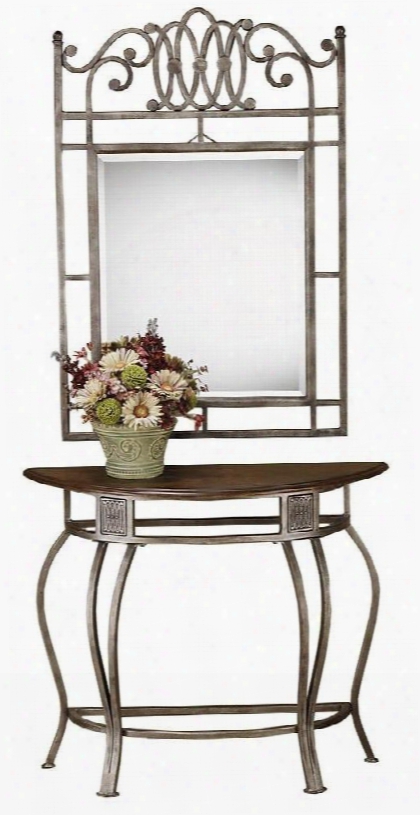 415472pc Montello 2 Pc Console Set With Console Table And Mirror In  Old Steel